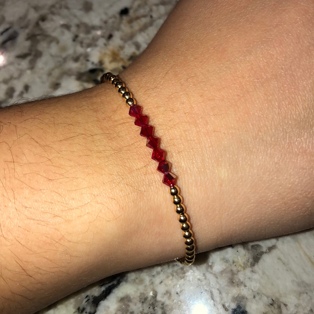 14kt Gold Filled Scarlet Beaded Bracelet